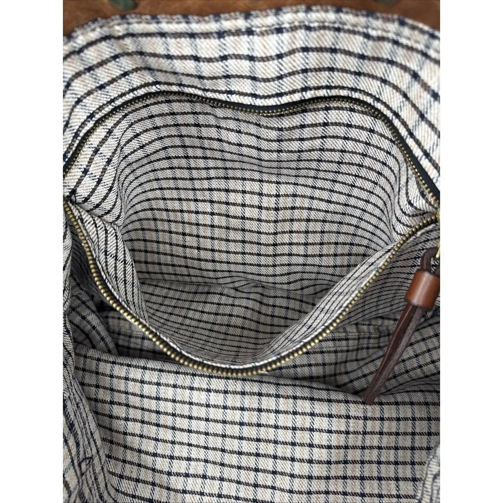 Grey 56 Leather Oversized Hobo Crossbody Bag Brown Solid Brass Hardware